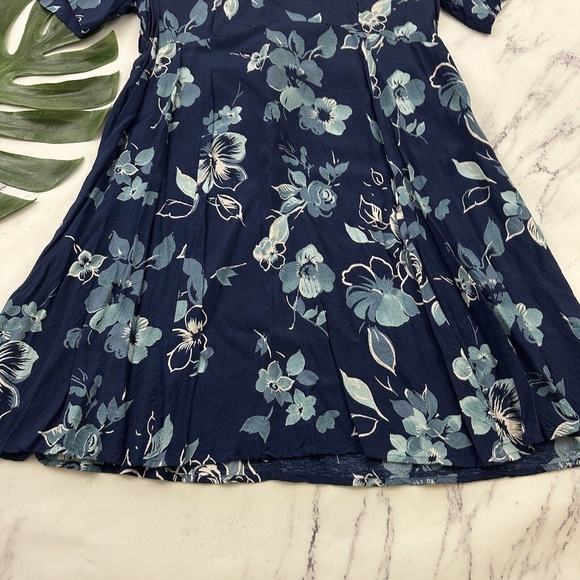 Katy D Womens Vintage 90s Babydoll Dress Size 18 Blue Floral Short Sleeve - Picture 4 of 9